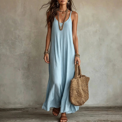 Women's Boho Backless Spaghetti Strap Maxi Dress