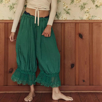 Women's Y2K Floral Lace Patchwork Cropped Trousers