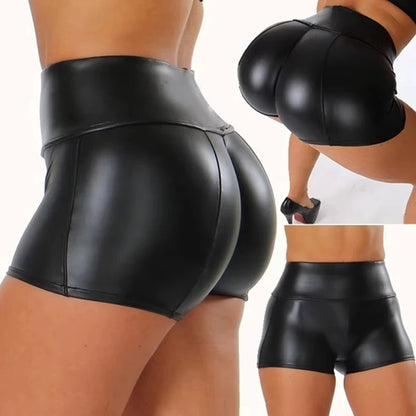 Women's High-Waist Faux Leather Mini Shorts
