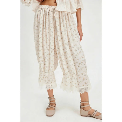 Women's Y2K Floral Lace Patchwork Cropped Trousers