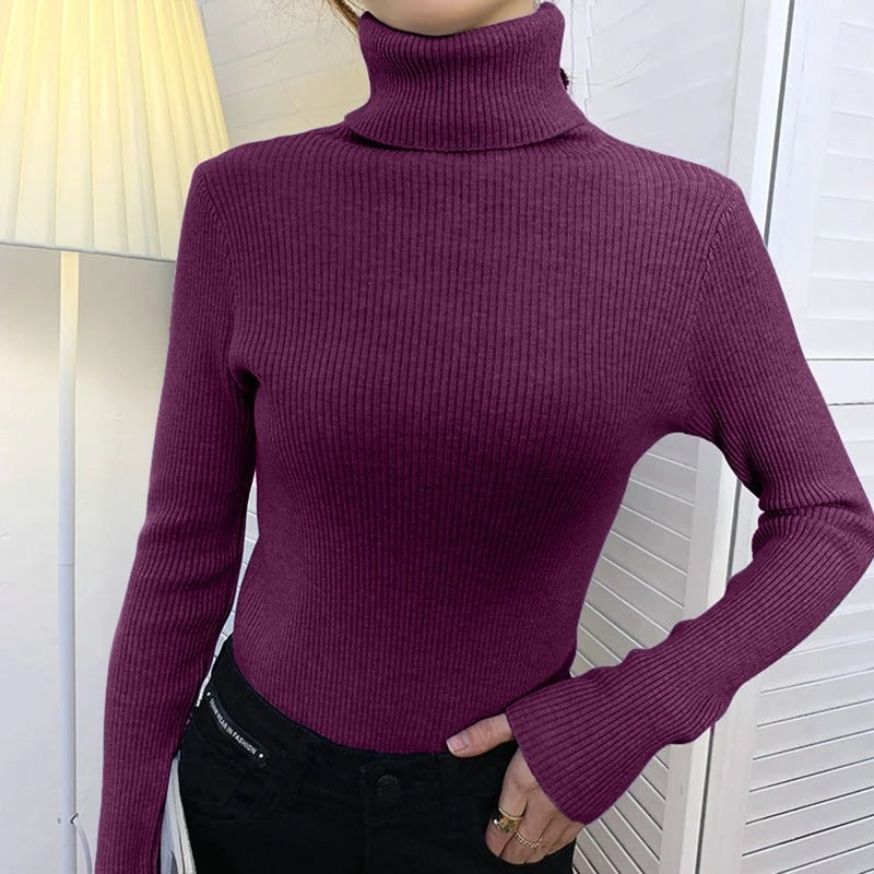 Women's Soft Knit Turtleneck Pullover Sweater
