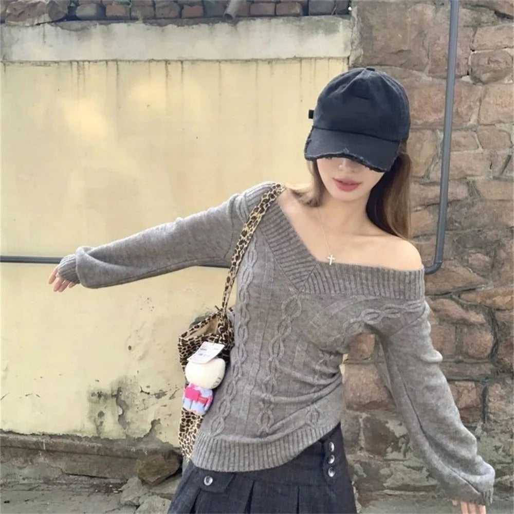 Women's Vintage V-Neck Slim Fit Knit Sweater