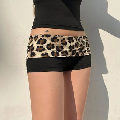 Women's Leopard Print Y2K Low-Waist Booty Shorts