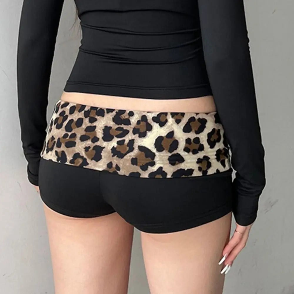 Women's Leopard Print Y2K Low-Waist Booty Shorts