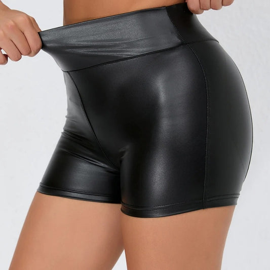 Women's High-Waist Faux Leather Mini Shorts