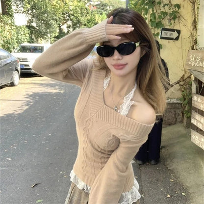Women's Vintage V-Neck Slim Fit Knit Sweater