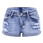 Women's Mid-Waist Distressed Denim Shorts