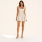 Women's Polka Dot Square Neck Lace-Up Mini Dress
