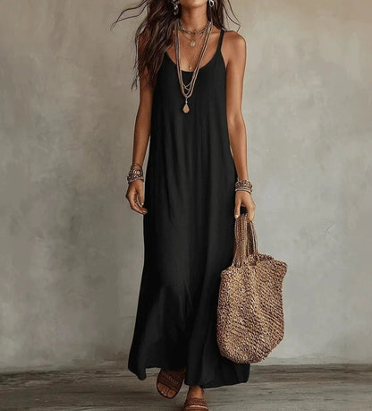 Women's Boho Backless Spaghetti Strap Maxi Dress